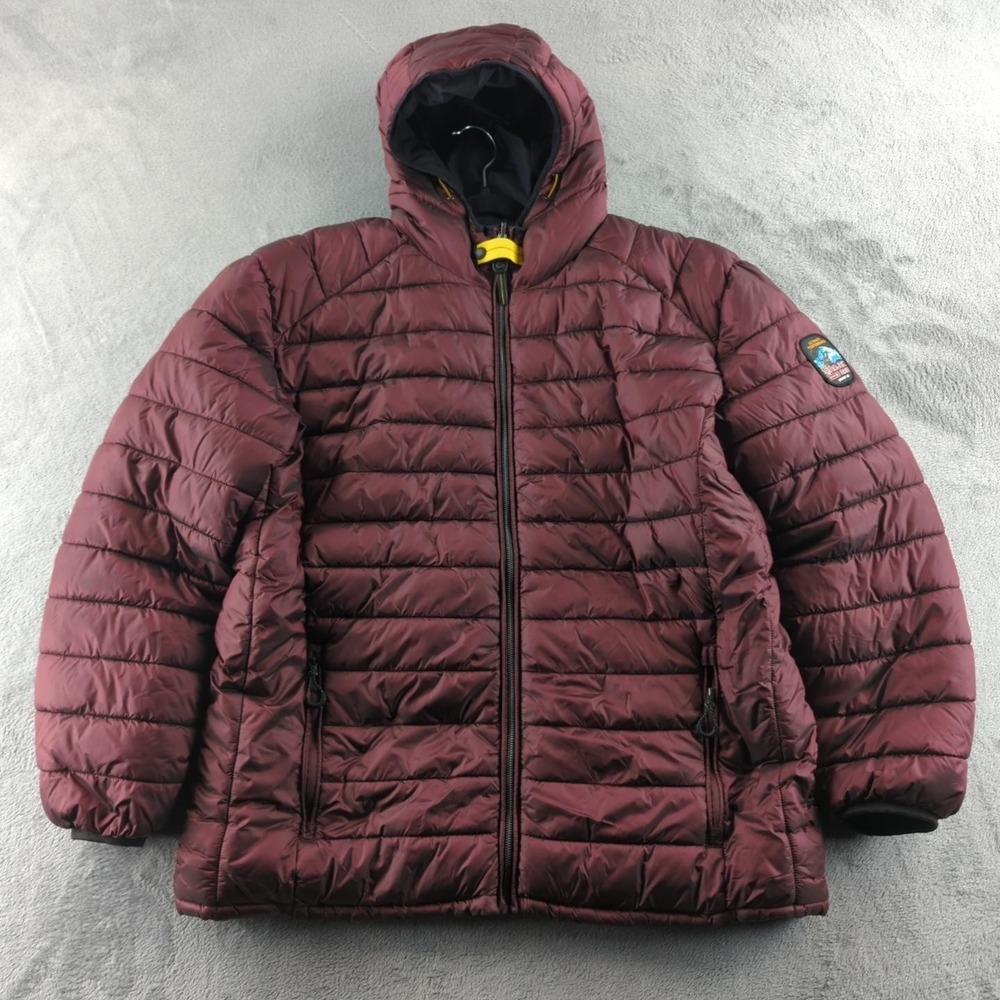 Projek Raw Jacket Mens XLT Maroon Black Reversible Ultra Lightweight Hooded Coat